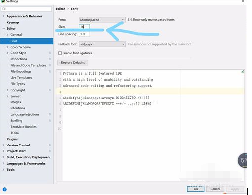 PyCharm調(diào)整字體大小的操作步驟截圖
