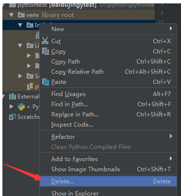 PyCharm刪除文件的操作方法截圖